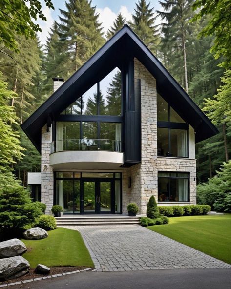 Modern Forest House, House In The Forest, A Frame House Plans, Architecture Model House, Countryside House, Village House Design, Home Building Design, Cottage House Plans, Modern House Plans