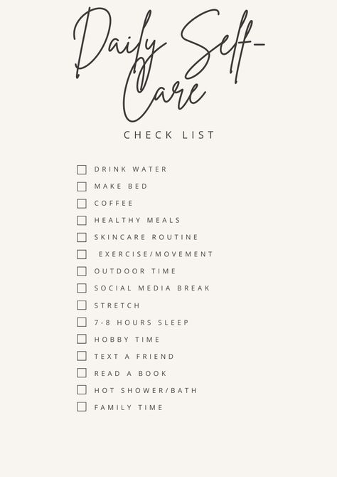 Physical Self Care Checklist, Daily Wellness Checklist, Self Maintenance, Wellness Checklist, 8th Grade Tips, Daily Self Care Checklist, Daily Self Care, Prioritize Yourself, Self Care Checklist