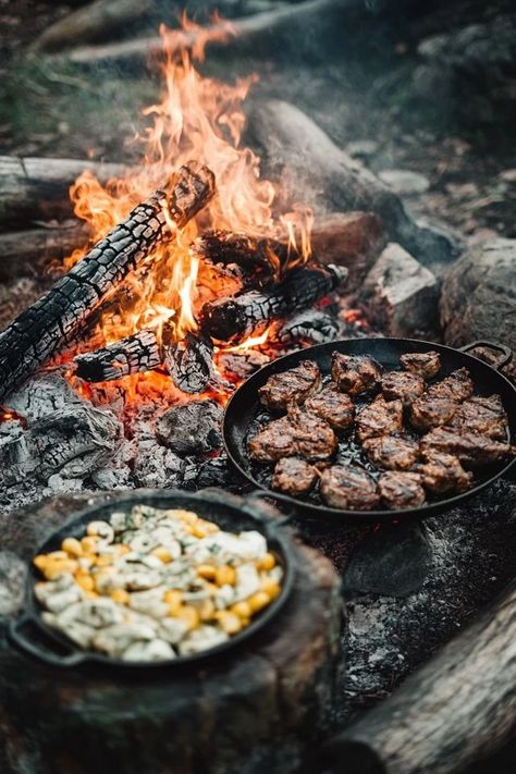 "🔥🍲 Master the art of campfire cooking! Discover delicious recipes and tips for preparing tasty meals over an open flame. 🥘🌲 #CampfireCooking #OutdoorMeals #CampingFood" Campfire Cooking Aesthetic, Camping Meat, Campfire Food Ideas, Mate Aesthetic, Campfire Aesthetic, Cooking Outside, Over The Fire Cooking, Cook Pictures, Fire Pit Cooking