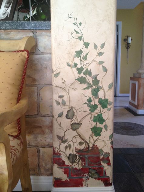 Greenery Mural Painting, Painting Vines On Wall, Vines Painting On Wall, Vines Painted On Furniture, Vine Designs On Wall, Vine Mural Wall, Vine Painting On Wall, Vining Ivy Paint, Vine Wall Painting