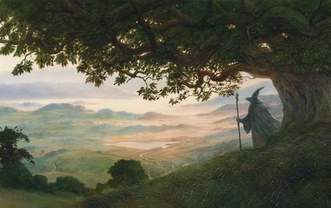 Middle Earth Landscape, Tolkien Artwork, John Howe, Middle Earth Art, Tolkien Books, Inspired Painting, Tolkien Art, Lotr Art, Bilbo Baggins