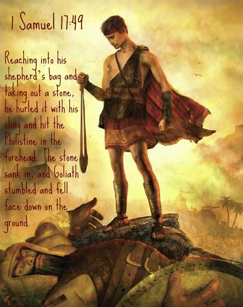 1 Samuel 17:49 David Bible, Bible Heroes, David And Goliath, Hero Poster, Prophetic Art, Christian Posters, Book Of Mormon, Real Hero, Scripture Study