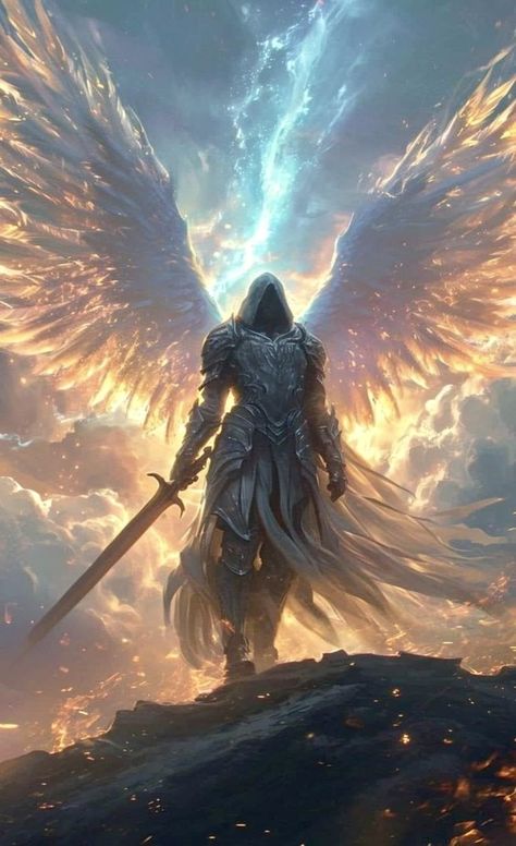 Hooded Angel, Arc Angel, Arc Angel Michael, Knight Angel, Angel Army, Arc Angels, Seraphim Angel Fantasy Art, Angelic Knight, Female Angel Warrior