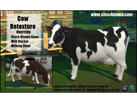 Cottage Living’s Cow Retextured - The Sims 4 Download - SimsFinds.com The Sims 4 Cottage Living, Sims 4 Cottage Living, Sims 4 Cottage, Sims Pets, Eaten Alive, Sims Download, Sims Medieval, Sims 4 Family, Sims 4 Studio