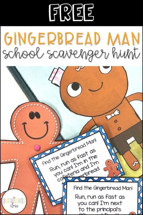 Gingerbread Man Scavenger Hunt School Free, Gingerbread Man Loose In The School Scavenger Hunt, Gingerbread Man Scavenger Hunt Preschool, Gingerbread Boy Activities, The Ginger Bread Man Story Activities, Gingerbread Day At School Outfit, The Gingerbread Man Story Free Printable, Gingerbread Man Bulletin Board Preschool, Gingerbread Man Scavenger Hunt School