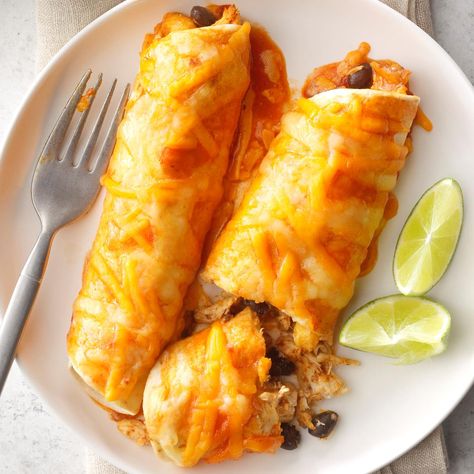 Air-Fryer Southwestern Chicken Enchiladas Crispy Buffalo Wings, Air Fryer Mexican, Chicken Enchiladas Recipe, Southwestern Chicken, Air Fryer Food, Fish N Chips, Enchiladas Recipe, Taste Of Home Recipes, Chili Seasoning