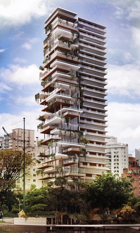 Courtesy of FGMF Arquitetos Installation Architecture, Facade Architecture Design, Skyscraper Architecture, Apartment Architecture, Green Architecture, Amazing Buildings, Architecture Rendering, Building Facade, Architecture Exterior