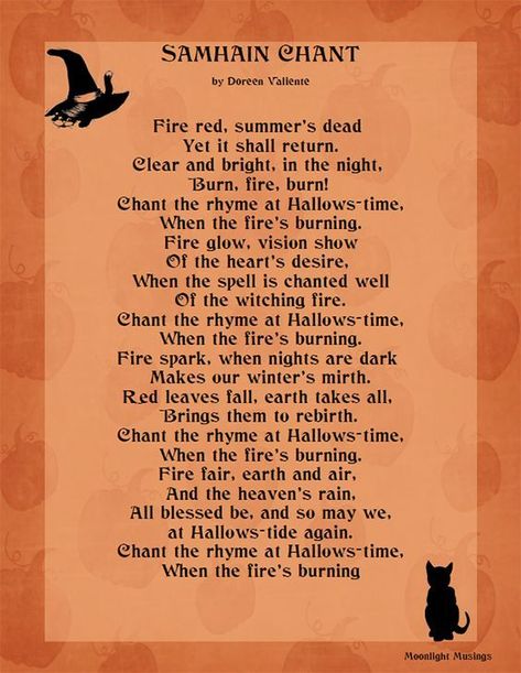 Samhain Chant by Doreen Valiente – Witches Of The Craft® Samhain Chant, Samhain Recipes, Samhain Traditions, Samhain Ritual, Wiccan Sabbats, Samhain Halloween, Hot Buttered Rum, Orange Autumn, Magick Spells