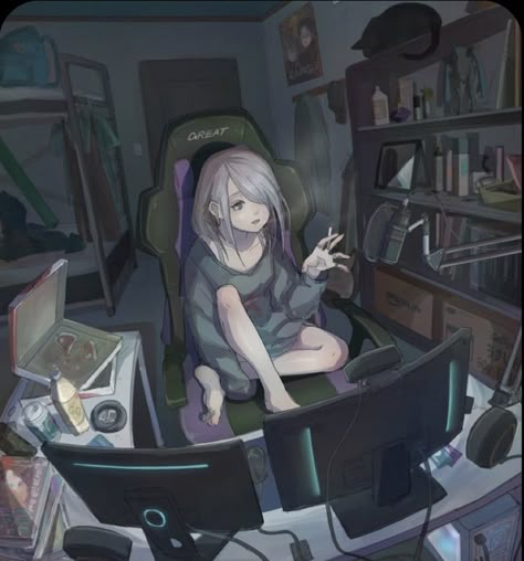 Persona Anime, Gamers Anime, Japon Illustration, Gothic Anime, 영감을 주는 캐릭터, Dark Anime, Anime Background, Anime Scenery, Gamer Girl