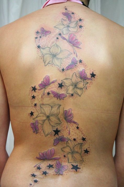 butterfly tattoos for women | ... Star and Butterfly Tattoo Designs - Favorite Girl Tattoos of All Time Tattoo Cherry, Wildflowers Tattoo, Butterfly With Flowers Tattoo, Gladiator Tattoo, Butterfly Back Tattoo, Flower Tattoo Back, Beautiful Flower Tattoos, Butterfly Tattoo Designs, Tattoo Designs For Girls