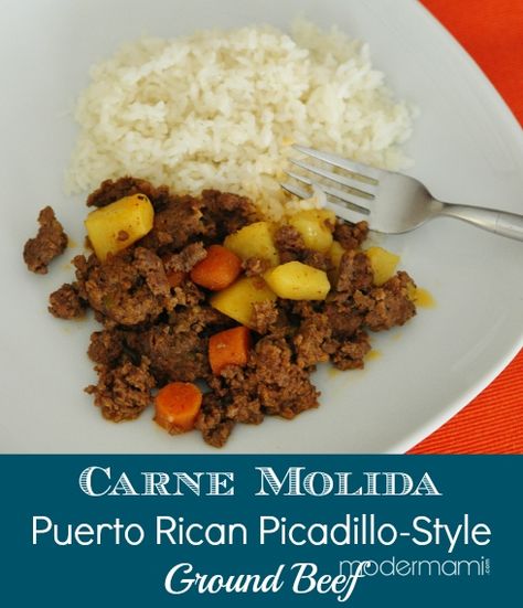 Carne Molida Recipe for Ground Beef Arroz Con Gandules Rice Cooker, Arroz Con Gandules Puerto Rican Recipe, Tasty Ground Beef Recipes, Carne Molida Recipe, Macaroni Salad Recipes, Arroz Con Gandules Recipe, Cuban Picadillo, Puerto Rican Style, Ground Beef Recipe