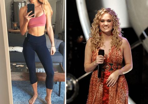 Carrie Underwood Opens Up About Her Severe Diet Due To 'American Idol' Carrie Underwood Diet, Carrie Underwood American Idol, Celebrity Diets, Barbell Squat, Calories Per Day, Diet Food, Carrie Underwood, American Idol, Hollywood Celebrities