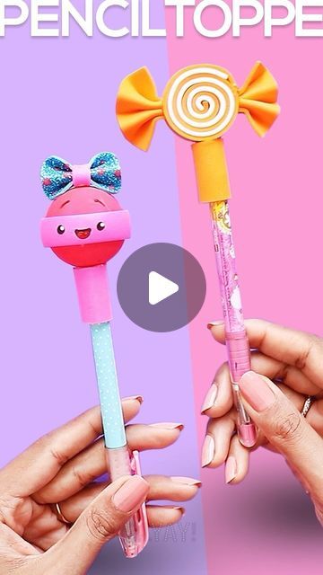 Pencil Toppers Diy, Candy Pencil, Pen Toppers, Pencil Toppers, Instagram Diy, Diy Candy, March 8, Diy Videos, Easy Diy