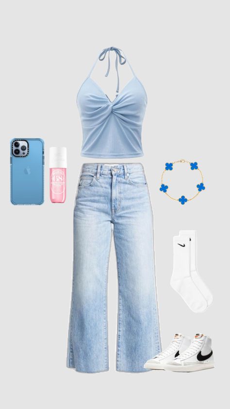 #blue #blueaesthetic #preppyoutfit #f4f #preppy #foryou #foryou #outfit #fitinspo Blue Outfits, Preppy Outfit, Blue Outfit, Blue Aesthetic, Fitness Inspo, Ootd, Blue