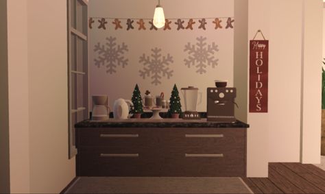 Welcome to bloxburg coffee area, chritmas idea. Bloxburg Cafe Sign, Cafe Decals, Bloxburg Cafe, Bloxburg Christmas, Dora Cartoon, Welcome To Bloxburg, Christmas Cafe, Coco Bar, Coffee Area