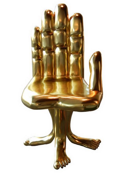 Gold Color Chair - Chair Blog Hand Chair, Weird Furniture, Gold Furniture, Unique Chair, Black Chair, Sitting Pretty, Colorful Chairs, Funky Furniture, Gold Hand