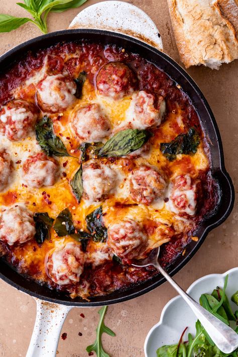 Diner Recipes, Best Italian Recipes, Happy Foods, Evening Meals, Easy Cooking, Yummy Dinners, Skillet, Meatballs, Pasta Recipes