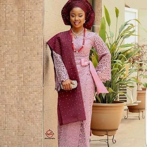 Stylish Iro & Buba  pic via @morayoasoasiko #gele #asooke #2016brides #sugarweddings #loveit #studdedasooke Iro Gown Style, Iro Gown Style Lace, Iro And Buba, Yoruba Bride, Nigerian Traditional Wedding, African Wedding Attire, African Lace Styles, African Bride, Traditional Wedding Attire