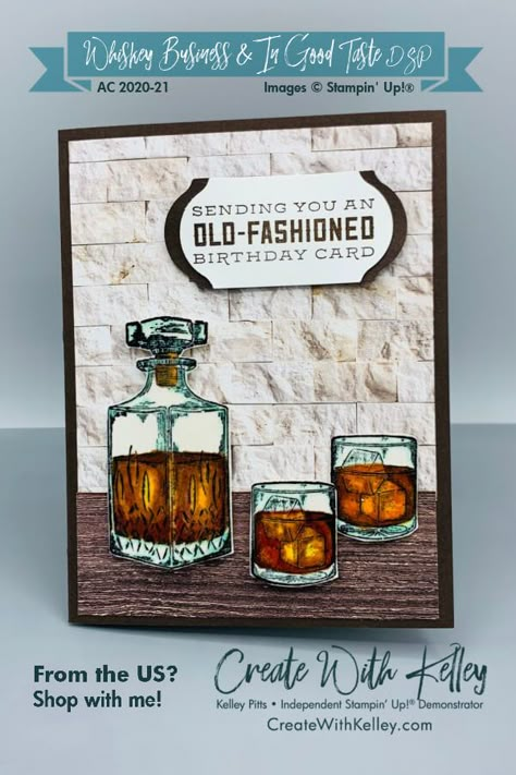 Stampin Up Whiskey Business, Drinking Cards, Diy Gifts For Christmas, Wine Cards, Business Card Ideas, Whiskey Business, Diy Greeting Cards, Stampin Up 2020 2021, Man Cards