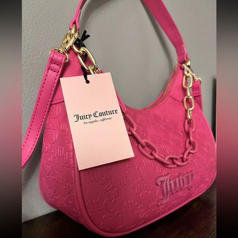 Juicy Couture Bags | Juicy Couture Can’t Take Her Hobo Bag In Pink Flash | Color: Pink | Size: Os Juicy Couture Purse Pink, Juicy Couture Purse, Luxury Bags Collection, Hobo Tote Bag, Juicy Couture Handbags, Uniqlo Bags, Y2k Era, Trashy Y2k, Long Acrylic