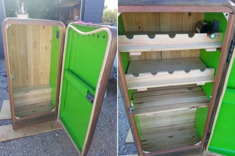 15 DIY’s to Recycle Old Refrigerators into Something Useful – HomeCrux Ideas For Old Fridges, Repurpose Refrigerator, Old Refrigerator Ideas, Old Home Decor, Fridge Makeover, Can Upcycle, Refrigerator Ideas, Door Coffee Tables, Vintage Fridge