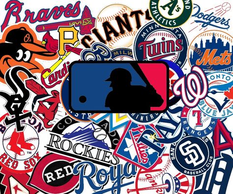 Major League Baseball collage Baseball Collage, Logo Collage, Mlb Logo, Mlb Logos, Major League Baseball, Major League, Christmas Wallpaper, Mlb, Room Ideas