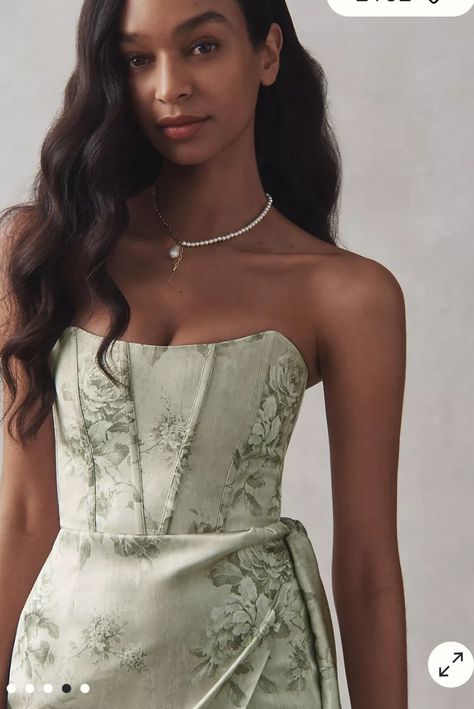 Dusty Rose Gown, Bridesmaid Hair Inspo, Spring Bridesmaid Dresses, Semi Formal Wedding, Satin Corset Dress, Sage Dress, Sheer Maxi Dress, Sheath Gown, Green Gown