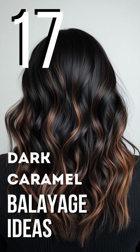 Embrace the richness of dark caramel balayage for a bold yet natural hair transformation. This stunning balayage technique enhances your hair's depth with warm caramel tones, perfect for a radiant, low-maintenance style. #DarkHairBalayage #CaramelHair Caramel Balayage For Black Hair, Deep Root Balayage, Bold Balayage Brunette, Partial Balayage For Black Hair, Brunette Balayage Hair With Layers, Brunette Balayage Hair Tan Skin, Fall Partial Balayage, Balayage For Dark Brown Hair Low Maintenance, Winter Hair Brunette Balayage