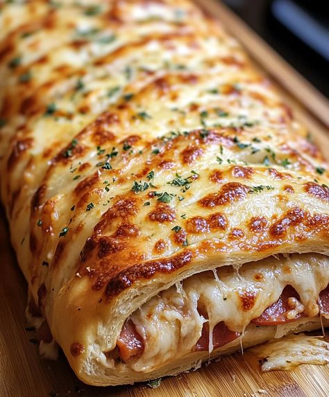 Homemade Stromboli Cuban Stromboli Recipe, Your Home Based Mom Recipes, Home Made Stromboli, Mini Stromboli Appetizers, Reuben Stromboli Recipe, Sourdough Stromboli Recipe, Christmas Stromboli, Dough For Stromboli, Pizza Crust Stromboli