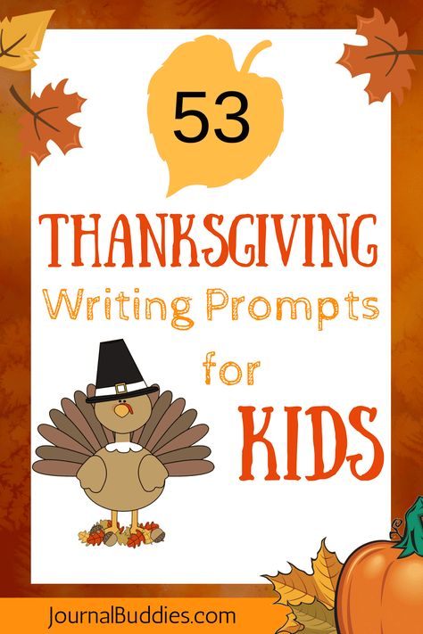 These Thanksgiving journal prompts for kids allow students to experience instantaneous gratitude for all the wonderful gifts they already receive. Some of the Thanksgiving journal prompts encourage students to think about the small gifts they receive from others each day, while other questions help students consider the importance of expressing gratitude. Writing about the spirit of Thanksgiving can foster appreciation and happiness in your students.   via @journalbuddies Thankful Writing, Thanksgiving Journal, Homeschooling Elementary, Thanksgiving Writing Prompts, Holiday Writing Prompts, Thanksgiving Writing Activity, Journal Prompts For Kids, Thanksgiving Writing, Holiday Writing