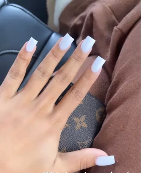 Small White Acrylic Nails, White Shirt Acrylic Nails, Medium Short Nails Acrylic Square, Small White Nails, Shirt Acrylic Nails, Shirt Square Nails, White Shirt Nails, Short Square White Nails, Pure White Nails