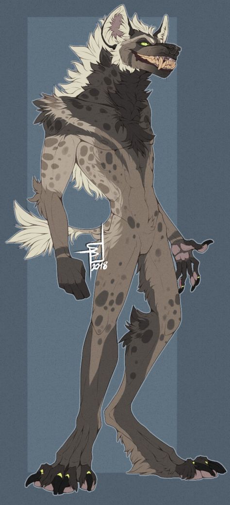 art by Spectrosz Hyena Oc, Hyena Art, Anthro Animals, Drawing Designs, Canine Art, Dungeons And Dragons Characters, Hyena, An Animal, Creature Design