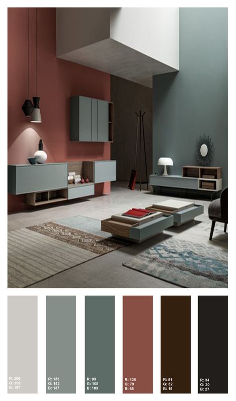 Bauhaus Interior, Room Color Combination, Wall Color Combination, Decor Fireplace, House Color Palettes, Paint Colors For Home, A Living Room, Living Room Paint, Apartment Interior