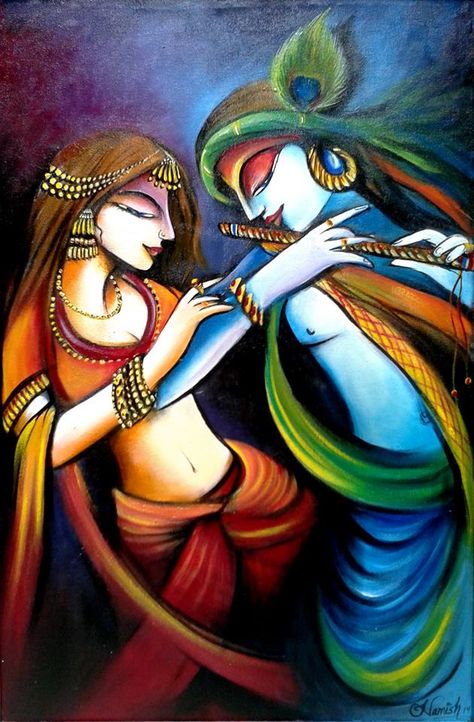 God Painting Indian, Long Canvas Art, Zantangle Art, Indian Contemporary Art, Modern Indian Art, Indian Wall Art, Composition Painting, Krishna Hindu, Ganesh Art