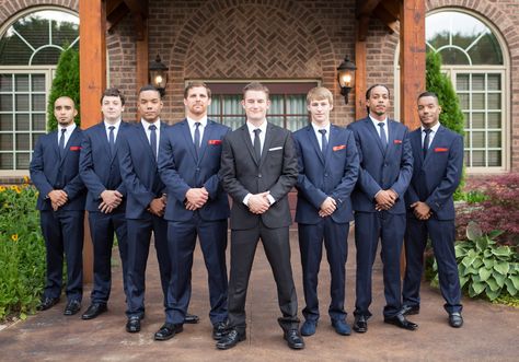 Navy And Black Groomsmen, Groomsmen Attire Black, Groomsmen In Navy, Navy Blue Groomsmen, Navy Blue Suits, Groom Attire Black, Groom Suit Navy, Navy Tux, Blue Groomsmen Suits