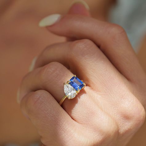 Sapphire engagement ring emerald cut