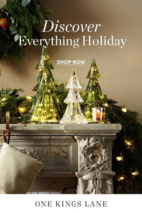 Discover everything you need—decor, entertaining essentials, gifts—for a magical holiday season at One Kings Lane. Glass Christmas Trees, Silver Christmas Decorations, Holiday Mantel, Cozy Christmas Decor, Farmhouse Christmas Tree, Christmas Float, Gold Christmas Decorations, Outdoor Furniture Decor, Tabletop Christmas Tree