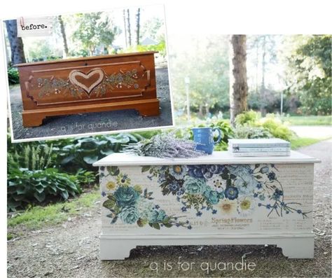 a heartless hope chest. – q is for quandie Refinish Hope Chest, Hope Chest Makeover, Cedar Chest Redo, Painted Cedar Chest, Chest Makeover, Hope Chests, Chest Ideas, Painted Trunk, Dixie Belle Paint Company