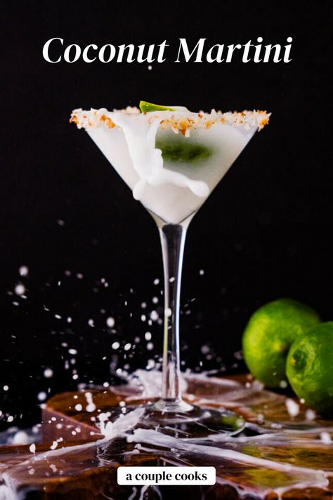 Martinis With Vodka, Coconut Martini Recipe, Cocktails With Cream Of Coconut, Coconut Cream Drinks Alcohol, Alcoholic Drinks With Cream Of Coconut, Coconut Cocktails, Coconut Martini Recipe Vodka, Coconut Liqueur Drinks, Coconut Creme Cocktails