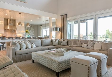 Neutral Living Room Furniture, Comfortable Sectional Sofa, Family Friendly Living Room, Furnitur Ruang Keluarga, Comfortable Sectional, Living Room Furniture Layout, Sala Grande, Living Room Furniture Arrangement, Comfy Living Room