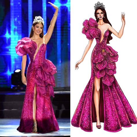 Pageantry Dresses, Miss Universe Gowns, Runway Fashion Dresses, Luxurious Outfits, Fashion Show Themes, Digital Dress, Beautiful Evening Gowns, Festival Attire, Fashion Illustration Sketches Dresses