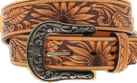 Western Belts For Women, Brown Footwear, Nocona Belt, Sunflower Embroidery, Cowgirl Belts, Tooled Leather Belts, Western Belt Buckles, Western Wear For Women, Branded Belts