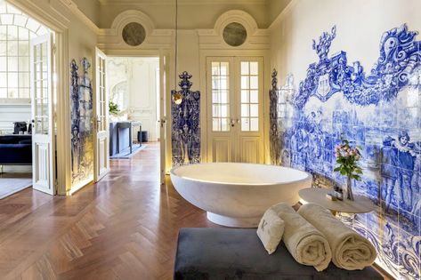 An insider's guide to the best boutique hotels in Lisbon, including the top places to stay for stylish restaurants, trendy bars and romantic bedrooms. Blue And White Tiles, Lisbon City, Portuguese Tile, Romantic Hotel, Best Boutique Hotels, Portuguese Tiles, Hotel Boutique, Blue Garden, Five Star Hotel