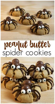 Spider Cookies - Make peanut butter spider cookies for a halloween treat! A fun halloween dessert thats easy enough for the kids to make for party.