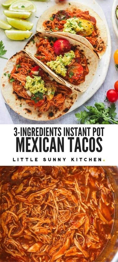 Instant Pot Shredded Chicken, Instant Pot Mexican, Minute Chicken, Mexican Shredded Chicken, Shredded Chicken Tacos, Chicken Taco Recipes, Shredded Chicken Recipes, Mexican Tacos, Cook Chicken