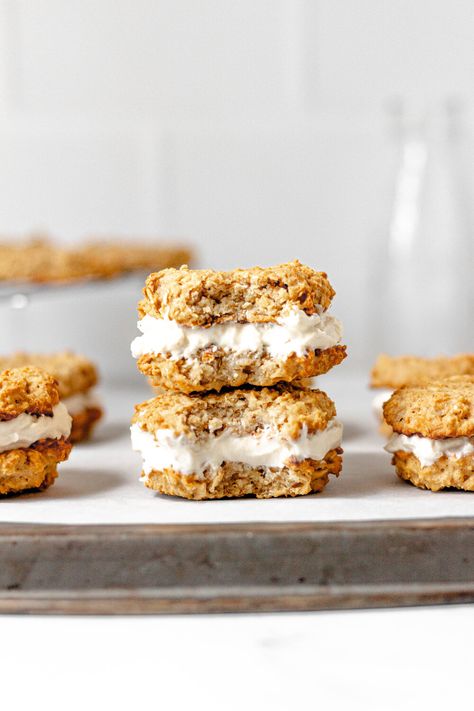 High Protein Oatmeal Cookies, Sugar Free Oatmeal Cream Pies, Protein Pie, Low Calorie Oatmeal Cream Pie, Healthy Oatmeal Cream Pies, Apple Pie Protein Bars, Protein Oatmeal Cream Pies, Healthier Oatmeal Cream Pies, Pumpkin Pie Protein Oatmeal