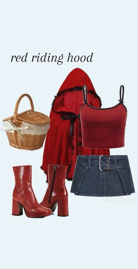 Aesthetic Costumes, Halloween Constumes, Halloween Fashion Outfits, Teenage Halloween Costumes, Little Red Riding Hood Costume, Halloween Sleepover, Bestie Ideas, Riding Hood Costume, Most Creative Halloween Costumes