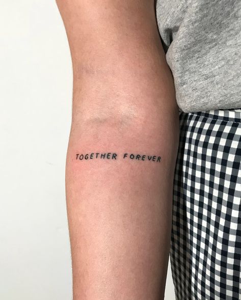 Love note in hand-written capital italic letters, hand-poked for Emma. Thanks girl! Written Tattoos Fonts, Handwritten Tattoo Fonts, Capital Letter Tattoo Font, Capital Letter Tattoo, Tattoo Fonts Capital Letters, Cmbyn Tattoo, Hand Written Tattoos, Hand Written Fonts, Written Tattoos