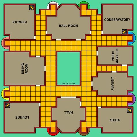 Board layout changes for 8 player - TheArtofMurder.com Minecraft Trophy Room, Clue Board, Board Layout, Conservatory Kitchen, Trophy Rooms, Monopoly Game, Modern Games, Minecraft House Designs, Classic Board Games