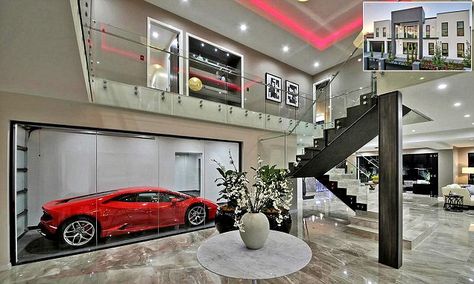 Plan Garage, Garage Loft, Cool Garages, Luxury Garage, Modern Garage, Garage Interior, Modern Mansion, Bachelor Pad, Garage Design